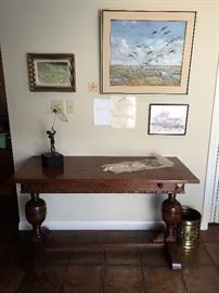 Antique Oak Butterfly Leaf Library Table - England