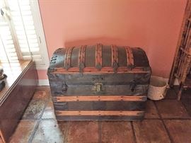 Antique Camel Steamer Trunk with Insert