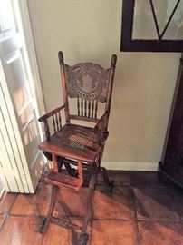 Antique Victorian Highchair Rocker