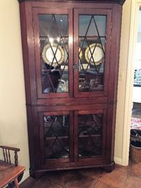 Flame Mahogany Chippendale Corner Cabinet