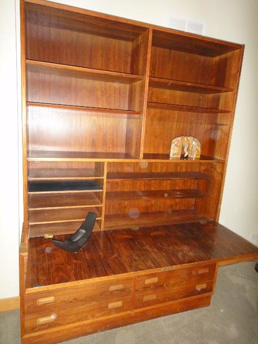 Mid Century teak drop down desk w/ chest of drawers 