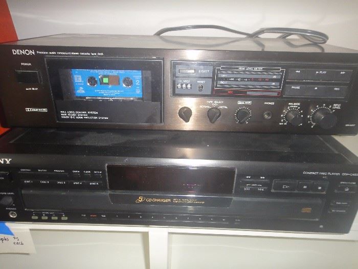 Denon Cassette Player, Sony CD Player 
