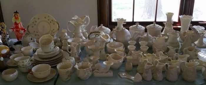 Belleek.  Lots and lots and lots of Belleek. Backstamps in every color ... black, green, red ...