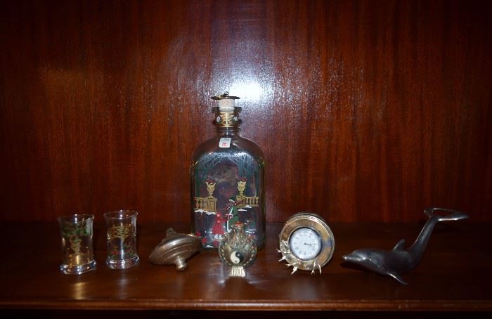 sterling silver clock,  perfume , top