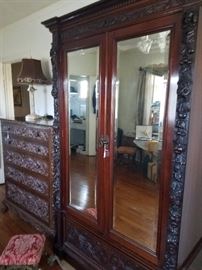 great carved chest of draws and fancy carved armoire
