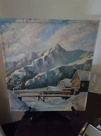 1945 oil painting of the Alps