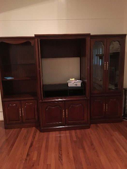 Beautiful 3 piece entertainment center, they do separate and 2 of them light up