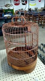 Wood carved bird cage