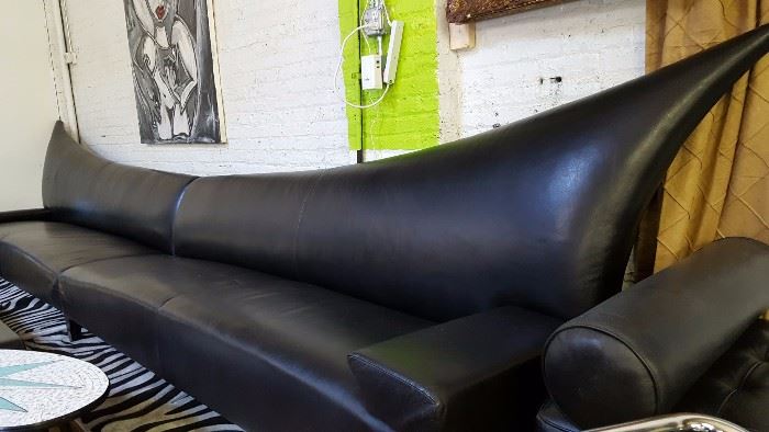 Vintage Custom Made 20ft Italian Leather Designer Sofa