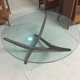 MCM Forest Wilson Walnut Glass Top Coffee Table