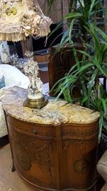 Hand Painted Marble Top Side Table