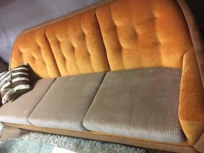 MCM Orange Upholstered Sofa