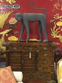 Vintage Thailand Imported Asin Furniture / Vintage Resin Monkey Sculpture