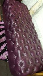 Purple Leather Tufted Ottoman