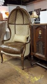 Antique Radios and Vintgage Canapy Extremely Detailed Leather and Suede Parlor Chairs