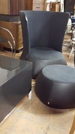 B and B Italia Modern Black Chair and Ottoman