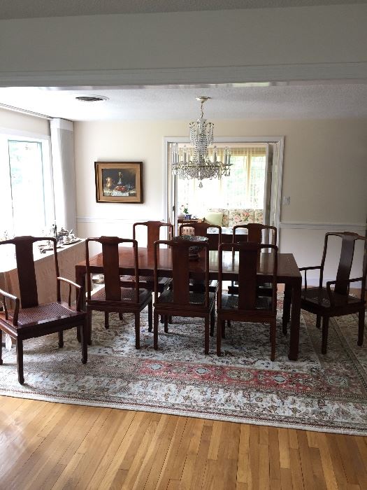 Henredon Asian Inspired Dining Table and 8 Chairs