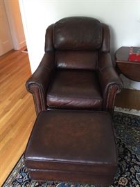 Flexsteel Leather Chair and Ottoman