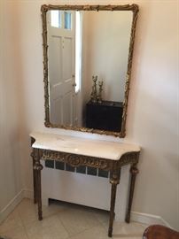 Gold Leaf Mirror and Console Table