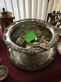 Huge silver plate punch bowl