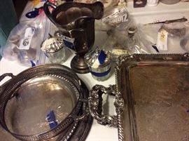 Various silver plate items