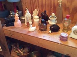 Outside storage area - old Avon bottles