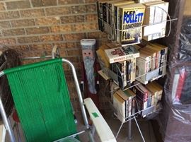 Books in carport - also have vintage sheet music