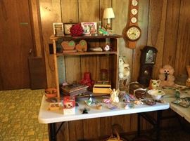 Clock, another Barometer, shelf unit, etc