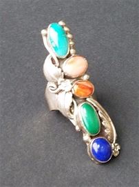  Lot 53. Sterling Silver Native American Ring with Cabochon Stones