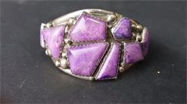 Lot. 8 E. & C Fierro Sterling Silver six And Purple Stone Cuff Bracelet