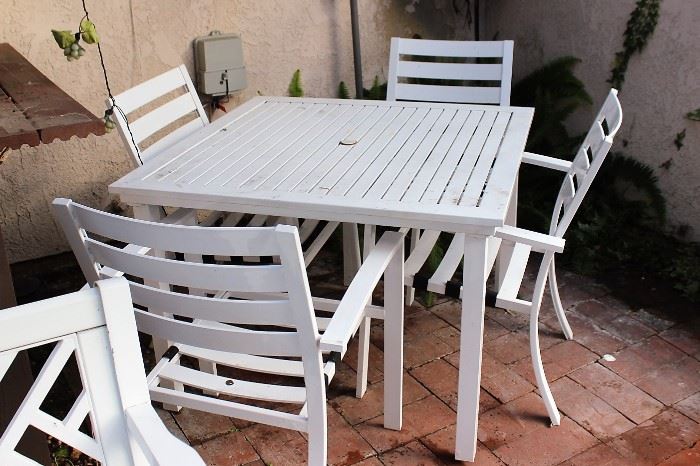 patio tables and chairs, patio benches, patio furniture, etc