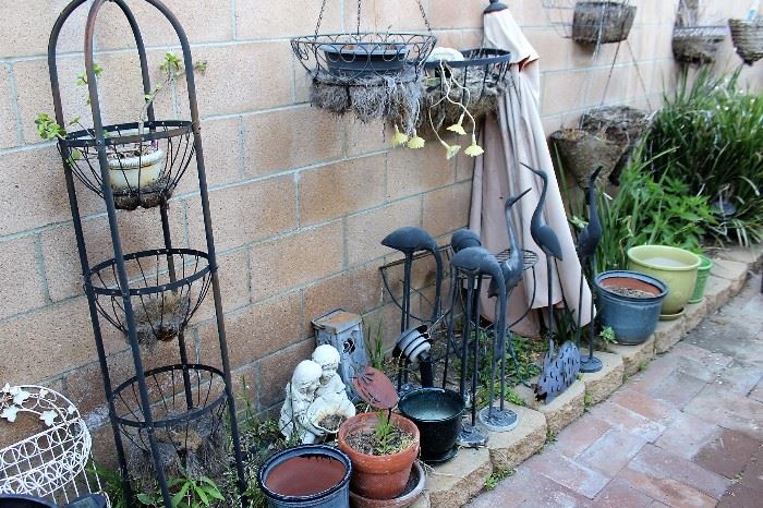 garden statues & figurines, plant stands, hanging pots, umbrella