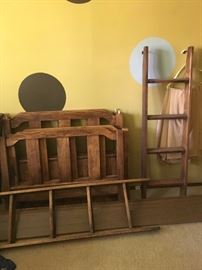 Twin bunk bed headboard/footboards with ladders, $100 pre-sale