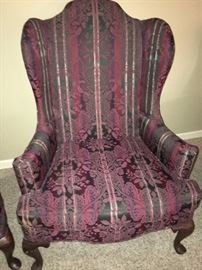 Striped wing backed chair