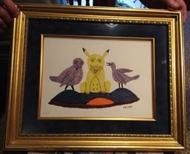 Helen Kalvak (1901-1984, Inuit, Northwest Territories, Canada) Stonecut, Custom Framed.