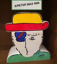 Peter Max - Rare Ceramic Cookie Jar From 1989 - Zero Man Face & Hat