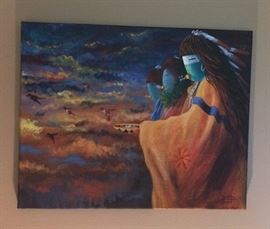 David John (Navajo) 'Messengers of Spring' 16 x 20 Oil On Canvas - Really Beautiful!