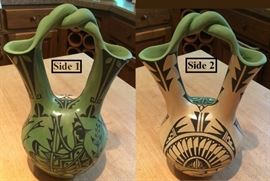 Christine Tosa (Jemez Pueblo) Native American Pottery Wedding Vase. With COA.