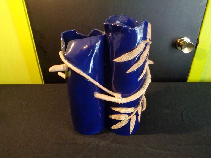 Cobalt and Bamboo Vase