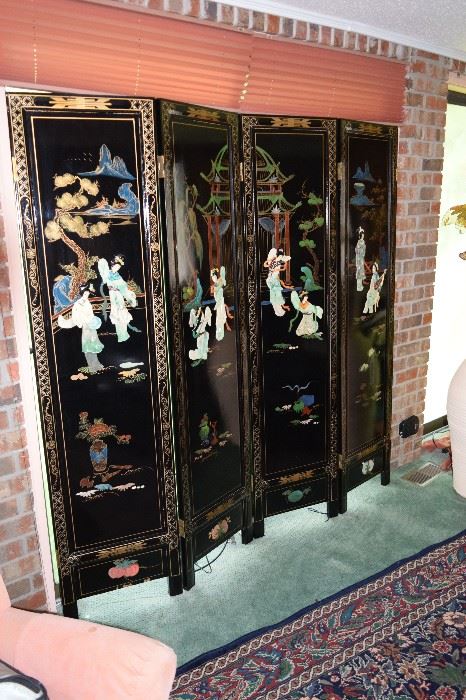 Oriental Divider Screen Mother of Pearl Inlay