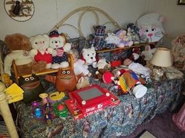 Daybed, stuffed animals, games, and more