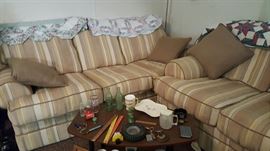 Sofa, quilts, & coffee table (matching end tables are not pictured)