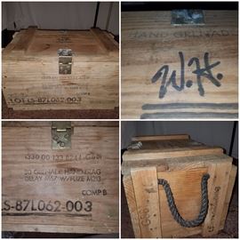 Grenade/ammo crate with rope handles and hinged lid