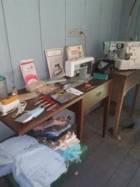 Vintage sewing machines and sewing accessories