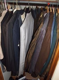 A whole closet of vintage men's suits, mostly Kuppemheimer, many untailored!