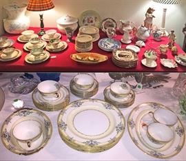 Sellmann Bavarian Mid Century Trio Teacups Sets and Western dessert plate set of 8 and misc porcelain items...flower frogs