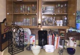 Cast Iron Antique Wine Holder...Cooking Recipe Books and lots of German Beer advertising Glasses....some rare labels  