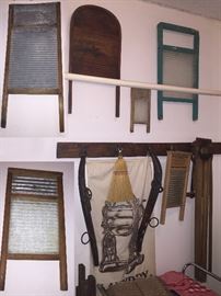 A whole room full of Scrub boards..the way they used to get clothes clean...knuckle busters :) Old Yoke pieces great for mirror surround bed and breakfast