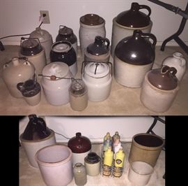 Mom Loved her Primitive Crockware... great decor for Bed and Breakfast or Whiskey Moonshine Jugs for the Man Cave... !