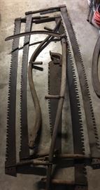 Vintage (Possibly Antique) 6 Foot & 5 foot Two-Man Saws
